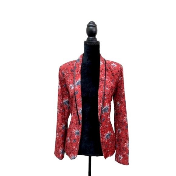 Anthropologie Berenice Piped Floral Button Up Luxe Blazer | Medium - Picture 2 of 12